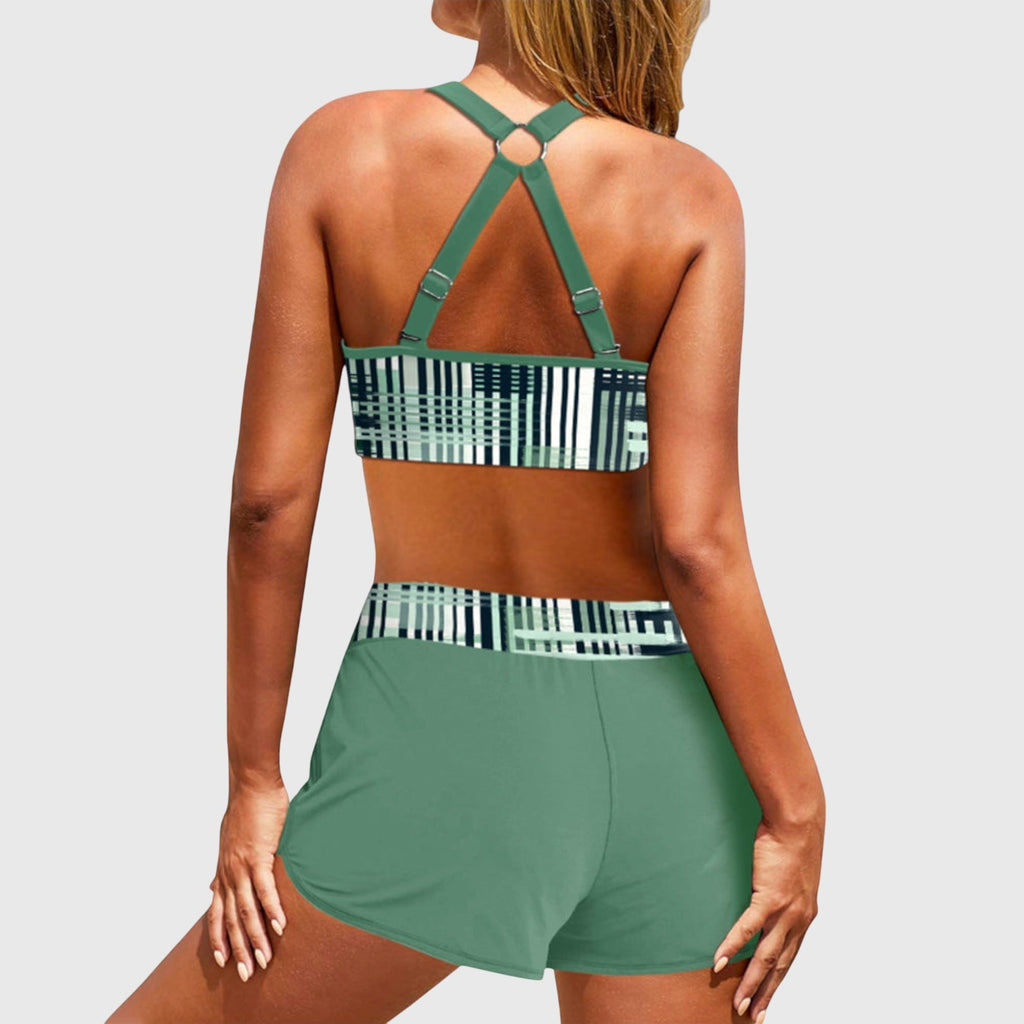 Elena | Conjunto de Bikini de Talle Alto a Rayas