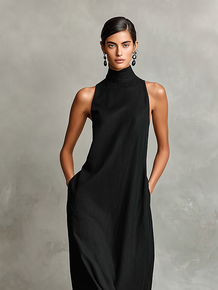 Macarena | Vestido largo negro minimalista