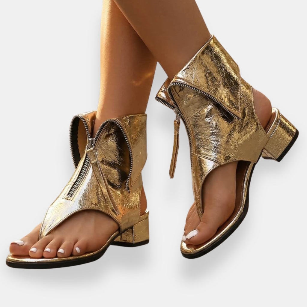 Lilina | Sandalias metalizadas con cremallera