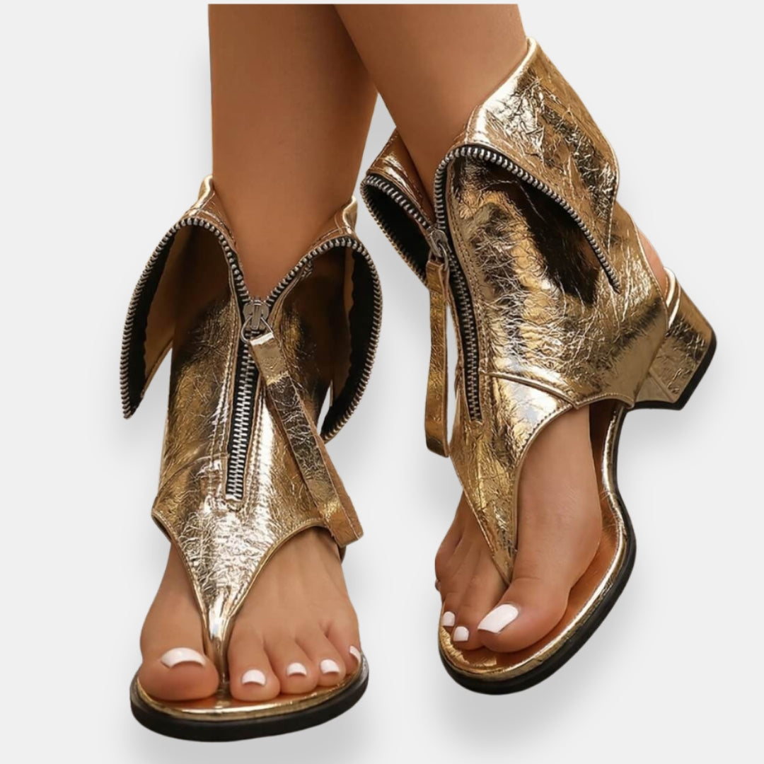 Lilina | Sandalias metalizadas con cremallera