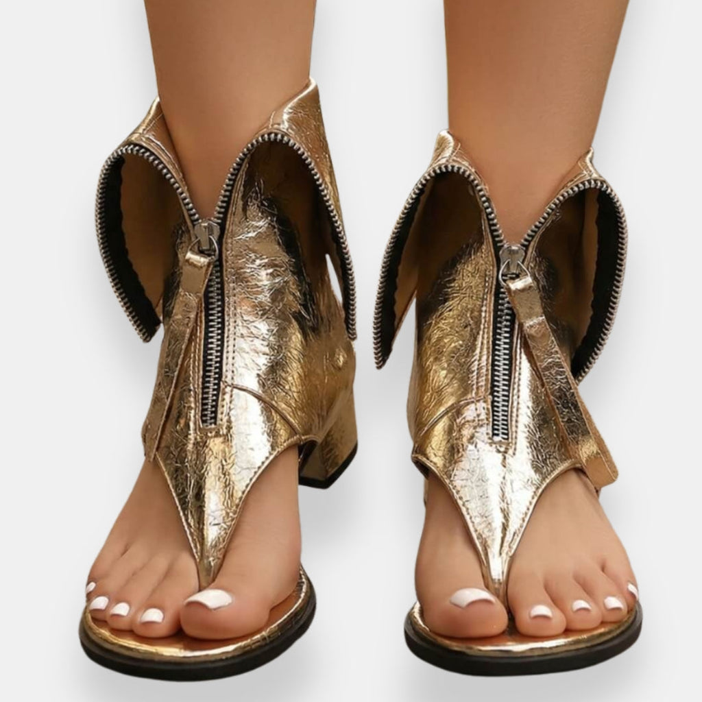 Lilina | Sandalias metalizadas con cremallera