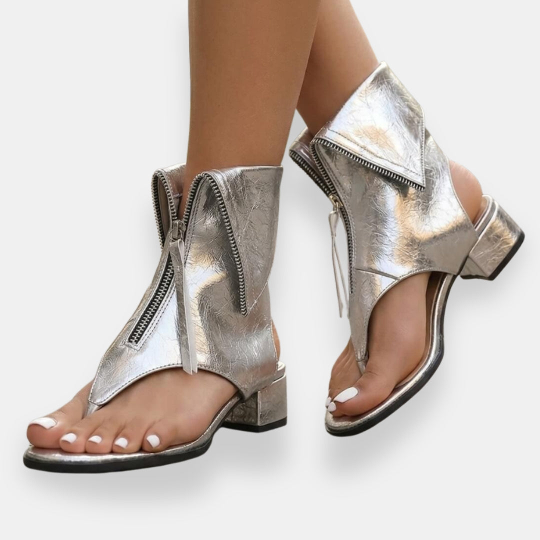 Lilina | Sandalias metalizadas con cremallera