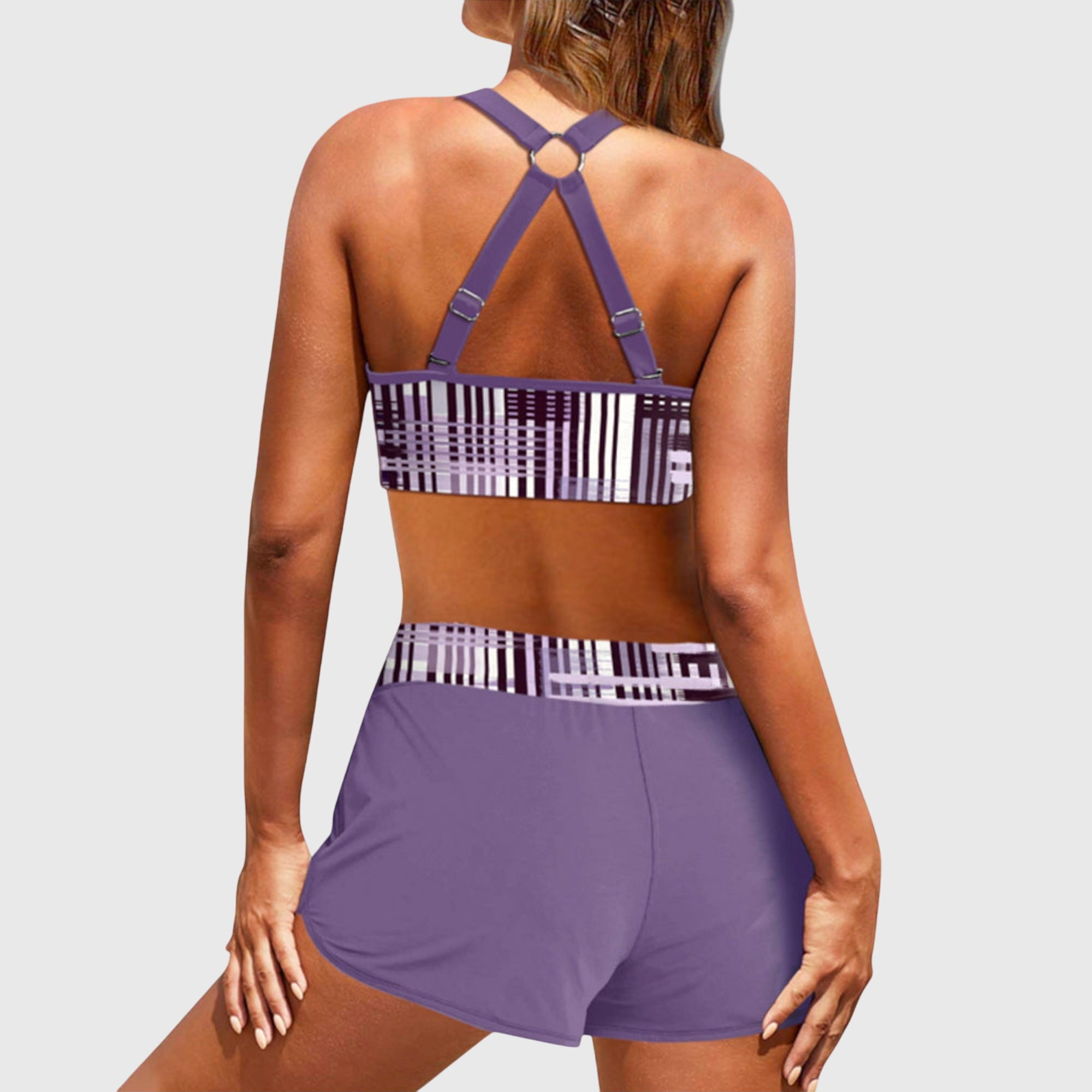 Elena | Conjunto de Bikini de Talle Alto a Rayas